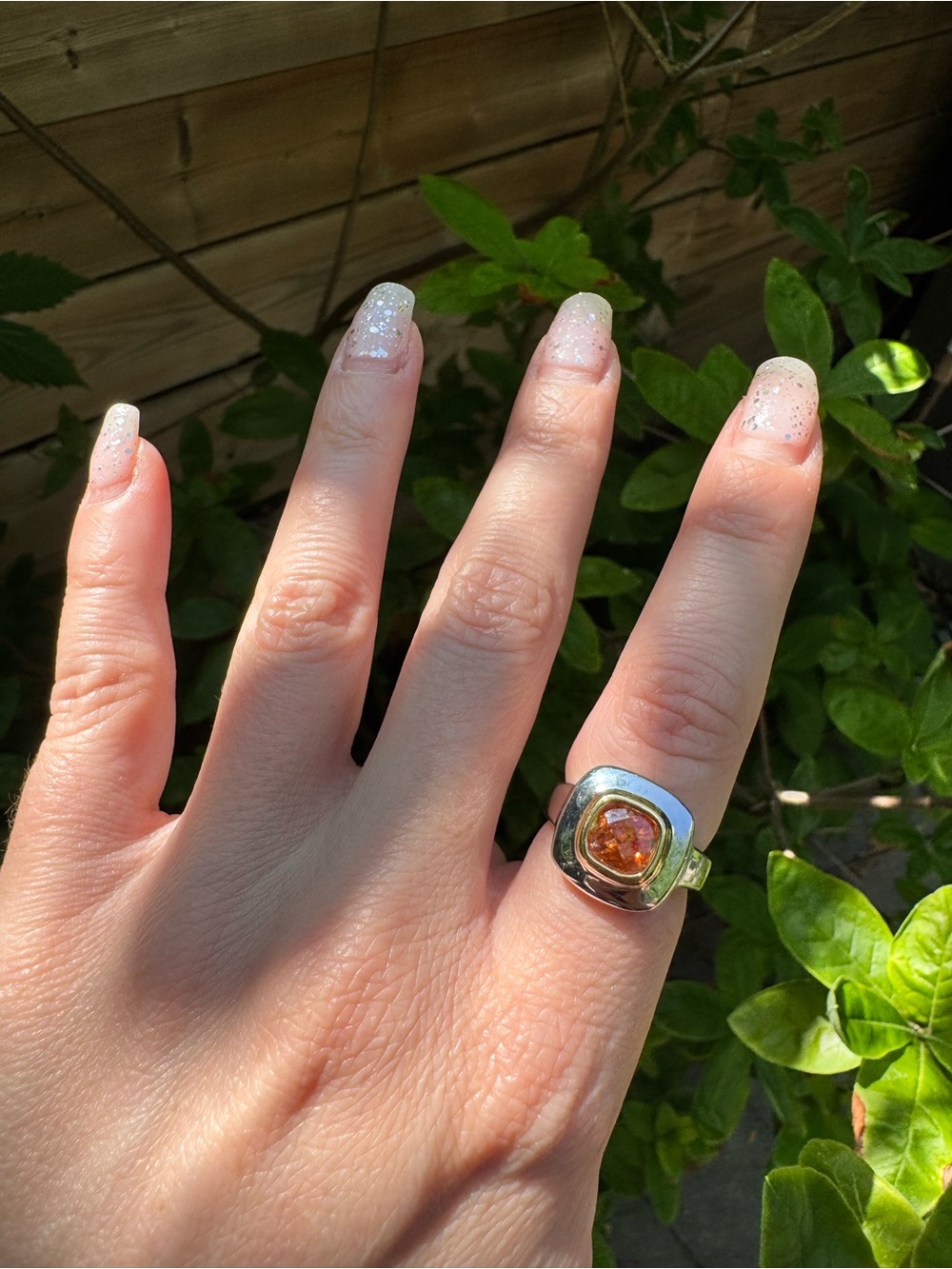 18K Gold plated cocktail ring - stamped - size 7